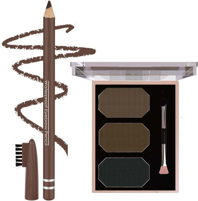 Latixmat Eyebrow Enhancer Powder Palette With Brush & Eyebrow Pencil Brown Combo Pack(2 Items in the set)
