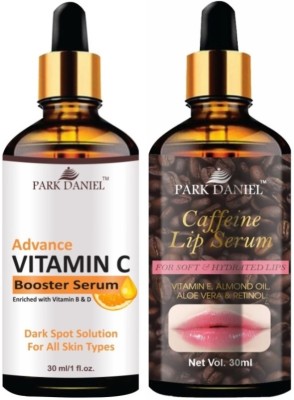 PARK DANIEL Advance Vitamin C Booster Serum & Caffeine Lip Serum (for Soft & Hydrated Lips) - Combo Pack (Each, 30ml)(2 Items in the set)