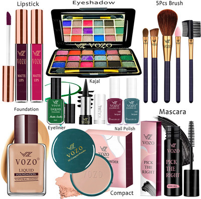 VOZO Makeup Combo Kit One-stop Beauty Package for Beginners and Professionals KT-99(15 Items in the set)