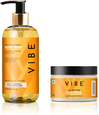 VIBE Silky Smooth Skin Combo Face Scrub and Hydration-Boosting Body Wash(2 Items in the set)