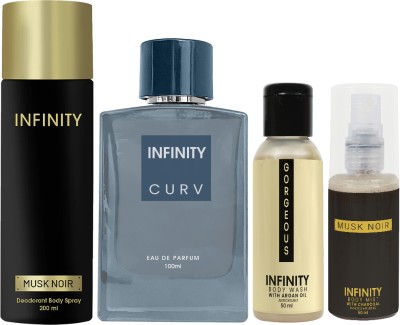 INFINITY Curv Perfume, Musk Noir Deodorant, Gorgeous Body Wash & Musk Noir Body Mist(4 Items in the set)