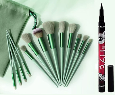 ahdam Makeup Brushes+36H Liquid Eyliner| Eyeshadow Brush| Multicolor(14 Items in the set)