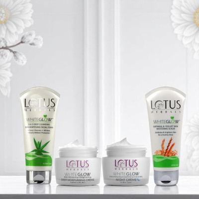 LOTUS HERBALS Whiteglow Deep Moisturising Creme Night Nourishing Creme Facial Foam With Yogurt Scrub(4 Items in the set)