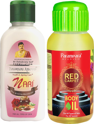 Parampara Ayurved Red Carpet Body Oil 200ml ||Nari Moisturizer 100ml Combo(1 Items in the set)