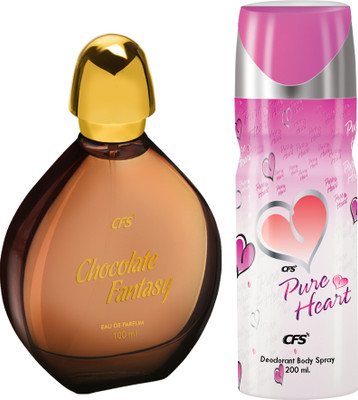 CFS Chocolate Fantasy EDP Long Lasting Perfume&Pure Heart Pink Deodorant Body Spray(2 Items in the set)