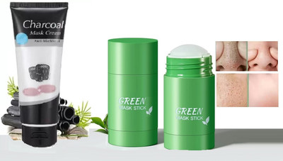 DYSOKAYO CHARCOAL PEEL OFF MASK WITH Green Tea Clay Face Mask Stick Deep Cleansing Blackhead Remover Acne Treatment(2 Items in the set)