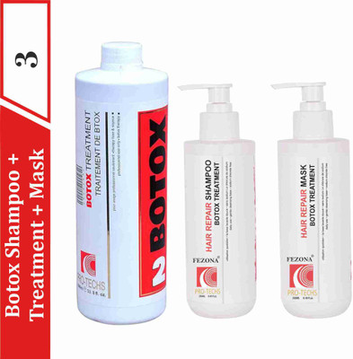 FEZONA PRO TECHS BOTOX TREATMENT 1000 ML + BOTOX SHAMPOO 250 ML + BOTOX HAIR MASK 250 ML(3 Items in the set) FEZONA PRO TECHS BOTOX TREATMENT 1000 ML + BOTOX SHAMPOO 250 ML + BOTOX HAIR MASK 250 ML(3 Items in the set)