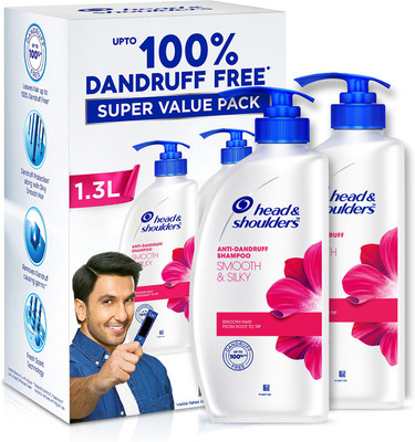 HEAD & SHOULDERS Smooth and Silky, Anti Dandruff Shampoo for Women & Men , 1.3l, Ranveer Singh Special Edition Pack (2 Items in the set)