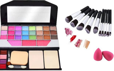 zemglam 6155 Makeup kit + 10 pcs Makeup Brush + 2 pc Blender Puff Combo (13 Items in the set)(13 Items in the set)