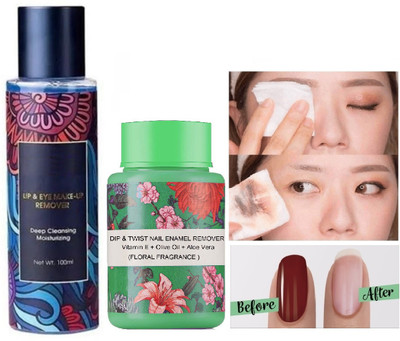 THTC Makeup Remover - Clear Makeup Remover Makeup Remover With Dip & Twist Nail Paint Remover(2 Items in the set)