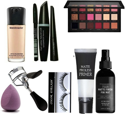 RVLIPS Mackup Kit Combo Rose Gold, Mascara, Eyelayshes, Primer, Fixer, Conceler, Puff(5 Items in the set)
