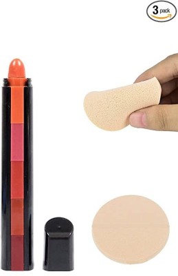Topfinder Crayon 5 in 1 Matte Waterproof Lipstick Set With 2 Makeup Puff(6 Items in the set)