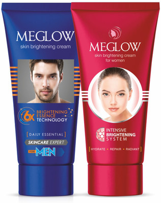 meglow Fairness Cream for Men 50g + Fairness Cream for Women 50g - Dual Skincare Set(2 Items in the set)