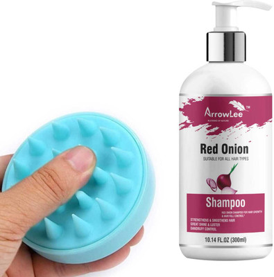 ArrowLee Hair Damage Repair, Dandruff Removal, Scalp Cleansing Combo With Onion Hair Smoothening Shampoo & Scalp Shampoo Brush(2 Items in the set)