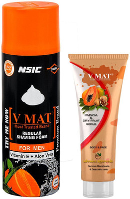 v mat MEN'S COMBO- SHAVING FOAM 400G & PAPAYA and DRY FRUIT SCRUB(1 Items in the set)