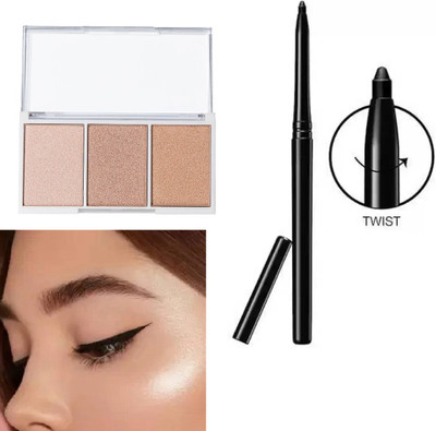 BLUEMERMAID PERFECT BLACK CRAYON KAJAL WITH MULTI-COLOR HIGHLIGHTER PELLET FOR WOMEN(2 Items in the set)