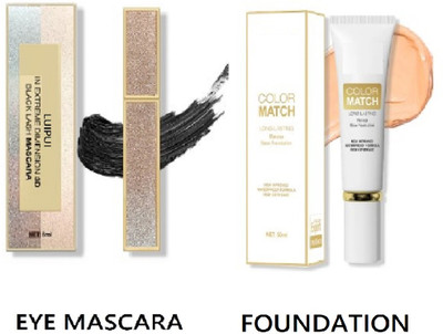 Luipui Black Lash Mascara (8ml) & Colour Match Foundation (50ml) Pack of 2(2 Items in the set)