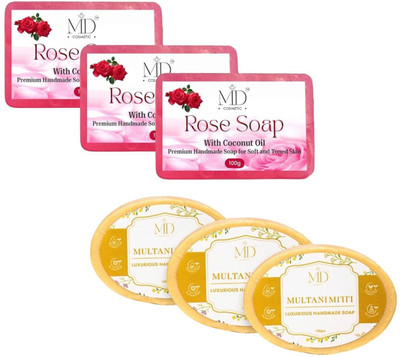 MD COSMETIC Multani Mitti Soap & ROSE SOAP_3(6 Items in the set)