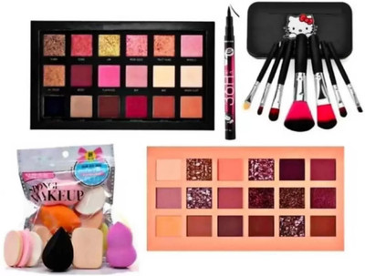 SHEFFO Eyeshadow palette 36 Shades + Eyeliner + 7 Mini brushes + 6 puff(11 Items in the set)