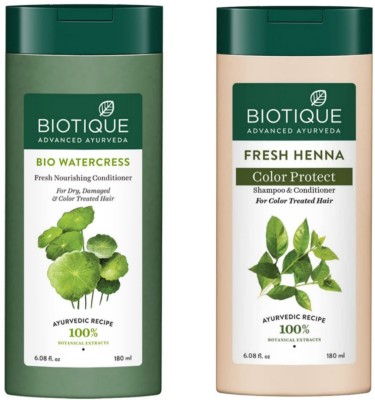 BIOTIQUE Watercress Conditioner 180 ML & Henna Leaf Shampoo 180 ML(2 Items in the set)