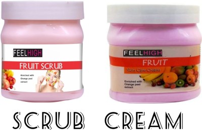 feelhigh Mixfruit Scrub 500ml+Cream500ml -SKin care -Facial Kit(2 Items in the set)