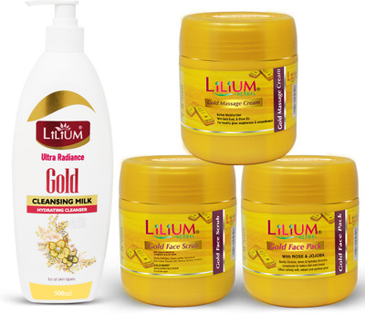 LILIUM Herbal Skin Care Gold Combo Kit (500gm Each)(4 Items in the set)