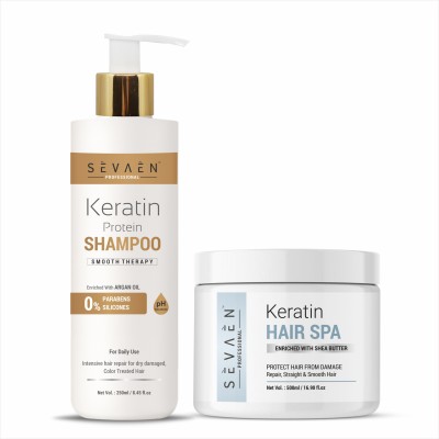 sevaen Keratin Shampoo And Hair Spa Cream For Hair Dry&Damage repair And strengthening&Smoothing Hair With Deep Conditioning Treatment(2 Items in the set)