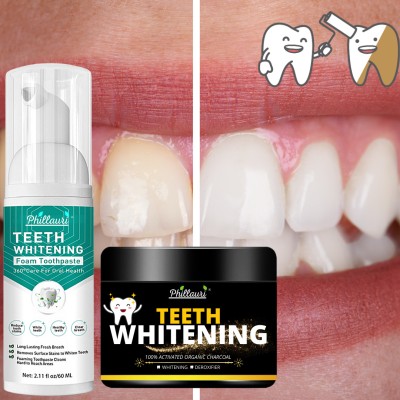 Phillauri White Toothpaste Form & Teeth Whitening Charcoal Powder For Men and Women, Whitens Teeth(1 Items in the set)