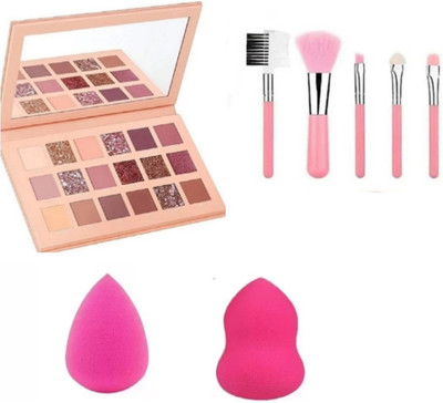 brown blush 18COLOR HIGH PIGMENTED EYESHADOW WITH 5PCS BRUSH AND 2 PUFFS(4 Items in the set)