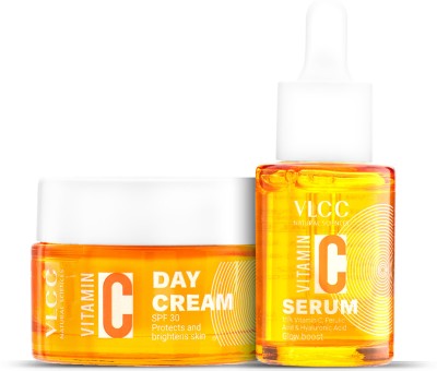 VLCC Vitamin C Day Cream SPF30 - 50 g & Night Serum Combo-Fights Dark Spots - 30 ml(2 Items in the set)