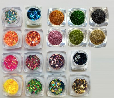 vizo Eyeshadow art high qaulity Glitter and chunky glitter powder 18 trending colors(Multicolor)