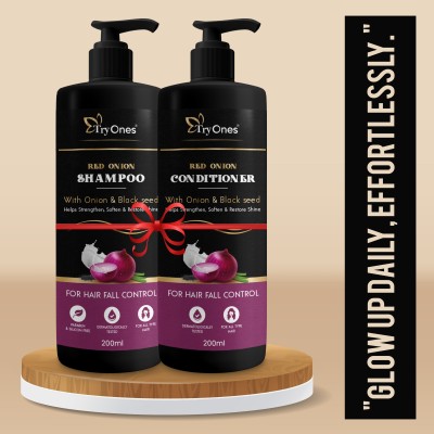 Tryones Red Onion Shampoo and Conditioner - Nourish Your Hair with the Power of Red Onion and Black Seed(2 Items in the set)