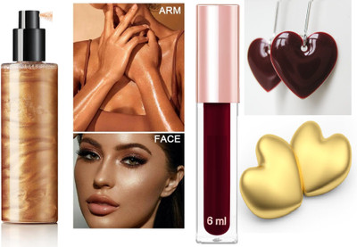 ADJD LIQUID GOLDEN HIGHLIGHTER & MATTE FINISH MAROON LIPSTICK(2 Items in the set)
