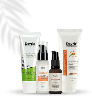 DEVRIZ PROFESSIONAL Devriz PigNight serum and Sunscreen Gel , All Type of Skin Solution –(Set of 4 )(4 Items in the set)