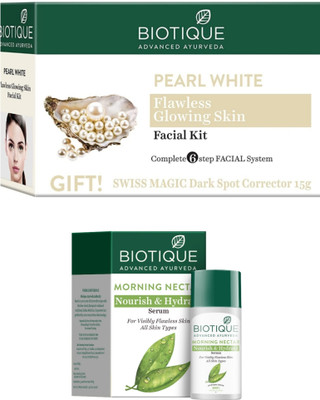 BIOTIQUE Pearl White Facial Kit 65g & Morning Nectar Serum 40ML(2 Items in the set)