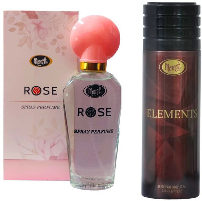 MONET 1 ROSE PERFUME 30ML & 1 ELEMENT DEODORANT 200ML ,PACK OF 2.(2 Items in the set)