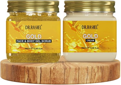 DR.RASHEL Gold Gel Scrub & Gold Cream Combo for Skin Brightening, Exfoliation, Tan Removal(2 Items in the set)