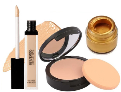 Latixmat Liquid Concealer, Full Coverage & Waterproof Oil Free Matte Gold Foundation With Compact(3 Items in the set)
