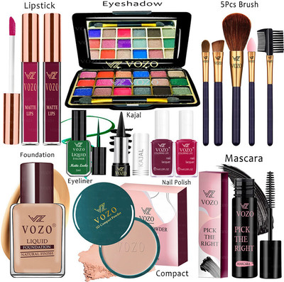 VOZO Makeup Combo Kit One-stop Beauty Package for Beginners and Professionals 55(15 Items in the set)
