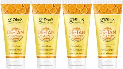 Globus Naturals De-Tan Face Wash For Tan Removal, Anti Pollution & Oil Control Formula(4 Items in the set)