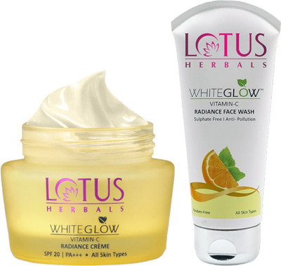 LOTUS HERBALS WhiteGlow Vitamin- Facewash 50g with Vitamin-C Creme 35g(2 Items in the set)