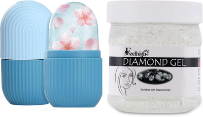 feelhigh Ice Roller-10ml -Multicolor -With Diamond Gel-500ml Skin Care products(2 Items in the set)