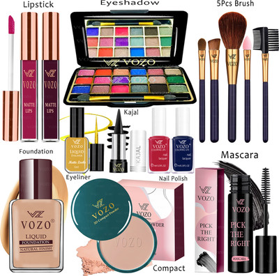 VOZO Makeup Combo Sets One-stop Beauty Package for Beginners and Professionals Set-17(15 Items in the set)