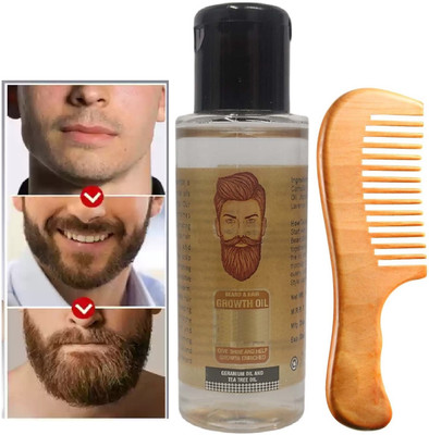 MYEONG Beard Oil for Growing Beard Faster Oil With Wooden Comb(2 Items in the set)