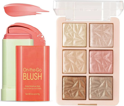 Neycare multi color highlighter with coral orange blusher perfect pack of 2(2 Items in the set)