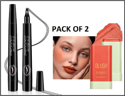 nn creamy blusher with eyebrow filer pen easy to use pack of 2(2 Items in the set)