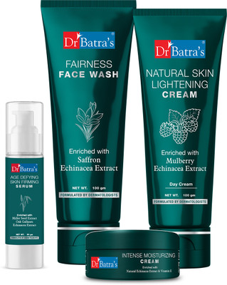 Dr Batra’s Age Defying Skin Firming Serum – 50 G, Fairness Face Wash 100 Gm, Natural Skin Lightening Cream – 100 Gm And Intense Moisturizing Cream -100 G (Pack Of 4) (4 Items In The Set) For Rs. 306 @ 82 %