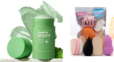 SMIETRZ green tea face mask & Makeup Puff(2 Items in the set)
