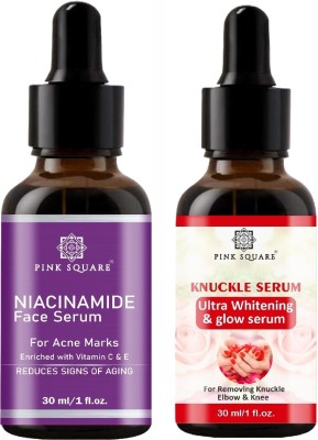 Pink Square Niacinamide Face Serum - Brighten Complexion & Knuckle Whitening Serum (Each,30ml) Combo of 2(2 Items in the set)