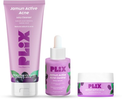The Plant Fix Plix Jamun active acne serum 30ml Jamun facewash 100ml & Jamun moisturizer 50 g combo(3 Items in the set)